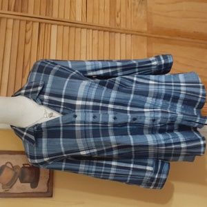 croft & barrow Blue Plaid Button-Up Blouse